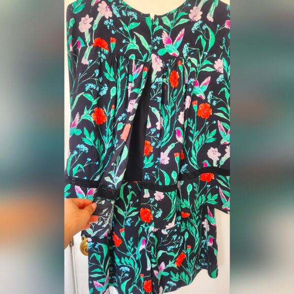 Kate Spade Jardin Crepe Romper Scenic Route Green Multi Floral Women Sz 6 - Picture 7 of 10